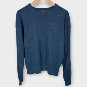 prAna Mens Crew Neck Sweater Blue Textured Knit Cotton Wool Long Sleeve Large